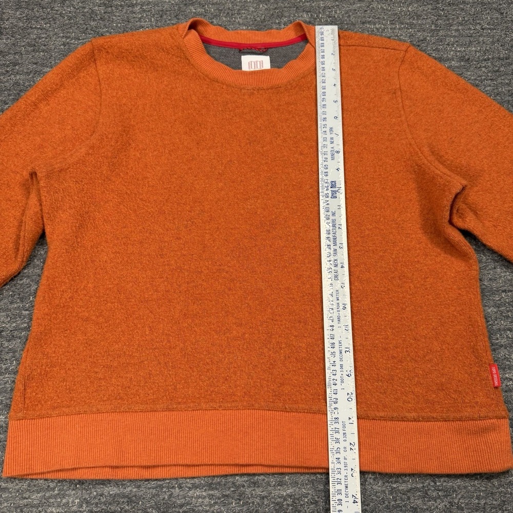 Topo Designs Global Wool Sweater Women Large Long Sleeve Orange Crew Pullover - Picture 9 of 10